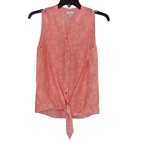 Joie Edalette Silk Tie Front Sleeveless Button Up Tank Orange Size S - Picture 2 of 10